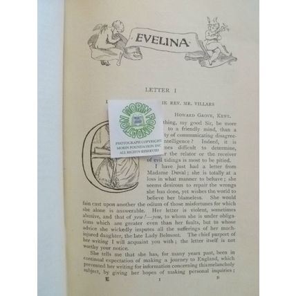 1904 EVELINA HISTORY OF A YOUNG LADYS ENTRANCE INTO THE WORLD by FANNY BURNEY