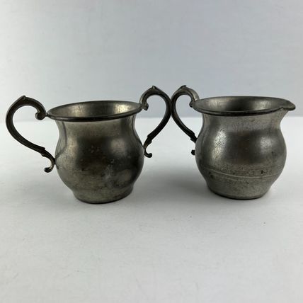 Pewter Sugar Bowl & Creamer Vintage