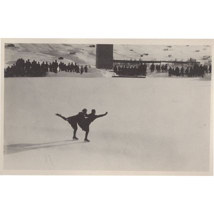 Adelboden Ice Skating Ballet Ballerina Switzerland Antique Postcard