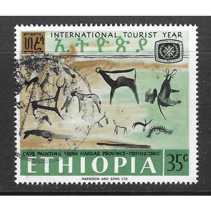 ETHIOPIA 197? PREHISTORIC CAVE PAINTINGS TOURIST YEAR 35c USED