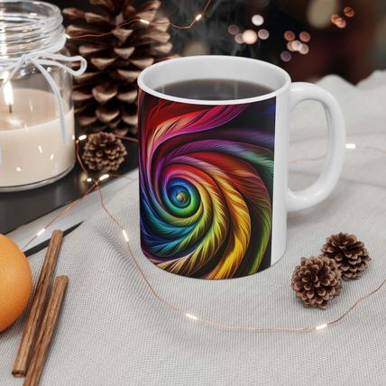 Fusion of Bright Rainbow Swirls in Motion #13 Ceramic Coffee Mug 11oz