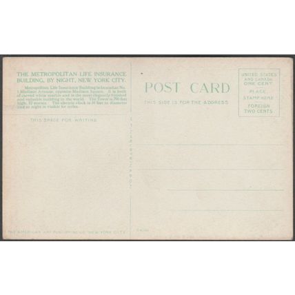 Metropolitan Life Insurance Building, New York City, c1913 - American Art Pub PC