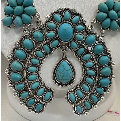 Southerwestern Style Flower Blossum Necklace with Earrings #944