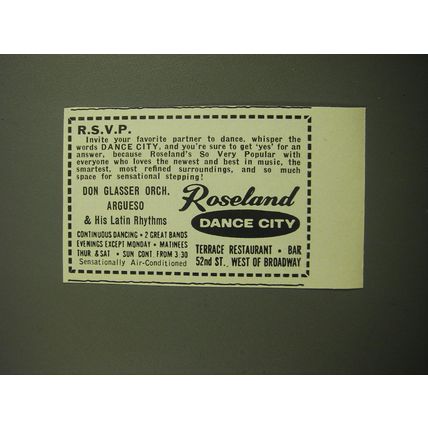 1960 Roseland Dance City Advertisement - Don Glasser Orch.