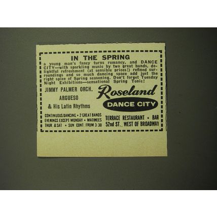 1960 Roseland Dance City Advertisement - Jimmy Palmer Orch.