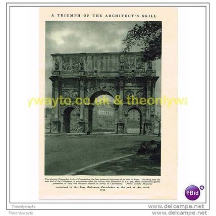 TRIUMPHAL ARCH OF CONSTANTINE, ROME, ITALY, Book Illustration, c1925
