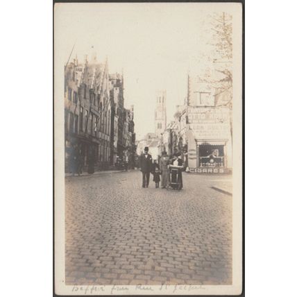 Beffroi à partir de Rue St Jacques, Bruges, c.1920s - K Ltd Photo CPA
