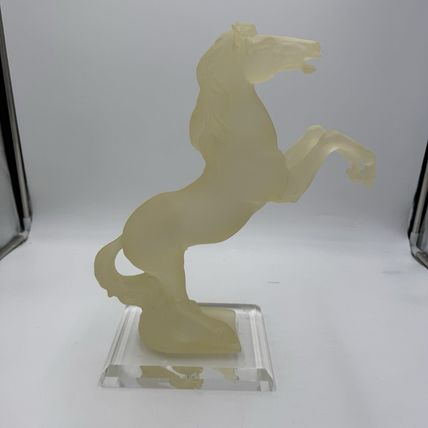 Large Frosted Lucite Acrylic Horse Rare Vintage 80s Regency New York Stallion