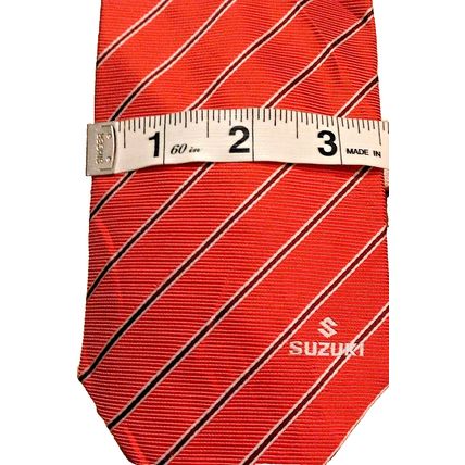Suzuki Name Logo Promo Men's Red Black Silver Multi Striped Neck Tie Rare Find!
