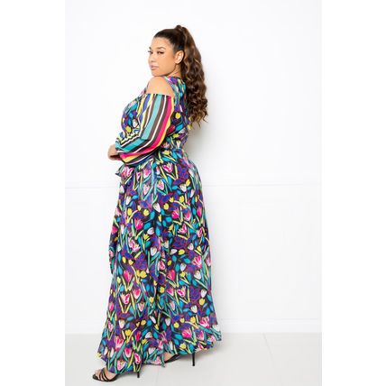 Multi Print Chiffon Maxi Dress
