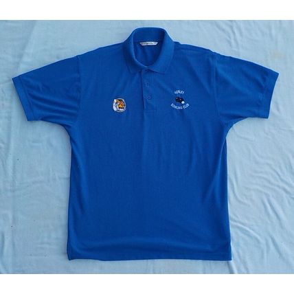 MEN'S COLLARED SHORT SLEEVED POLO SHIRT. KUSTOM KIT BRAND. BLUE. LARGE SIZE