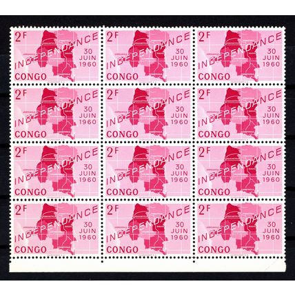 Congo (Kinshasa) 1960, 2F Independence block of 12. Mi #5. MNH