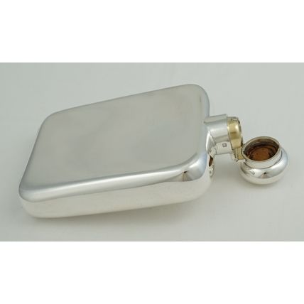 BIG Antique Silver Gilt Pocket Flask, London 1905, holds 300ml, 258g.