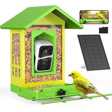 Birdsnap® APS - Metal Bird Feeder with Camera Solar Panel 32GB Card, AI Identify