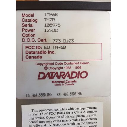 NEW DATARADIO TM96B, T-MODEM 96, 12VDC 2W TM96B,EC