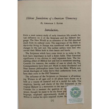 THE HEBREW IMPACT ON WESTERN CIVILIZATION 1951 HC Democracy Politics Science