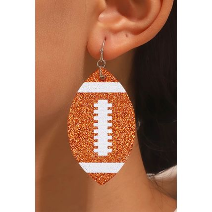 Grapefruit Orange Sequin Rugby Drop Earrings