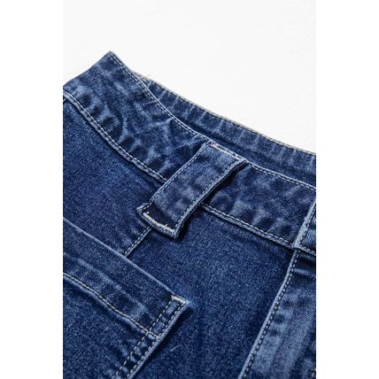 Sail Blue Wide Leg Pocketed High Waist Jeans