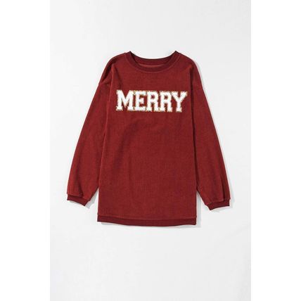 Racing Red MERRY Graphic Corded Christmas Sweatshirt