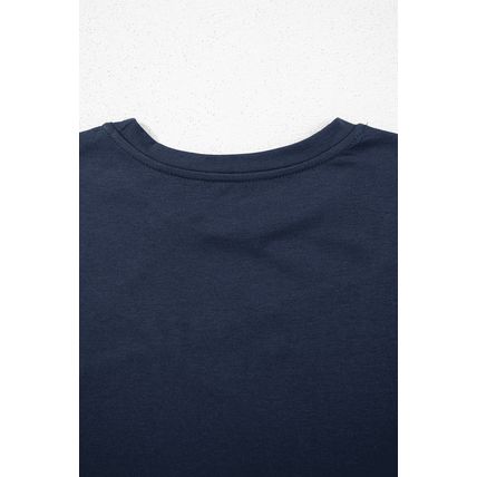 Dirty blue Solid Color Toothpick Stripe Round Neck T Shirt