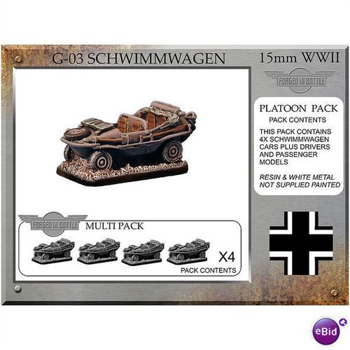 15mm WW2 German Schwimmwagen & Crew (4) G03