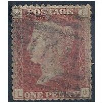 1858 SG43 1d Red Plate 121 Good Used Check Letters "LJ".