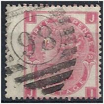 1873 SG103 3d Rose Plate 10 Good Used Wing Margin Check Letters "J1". No 98 Cncl