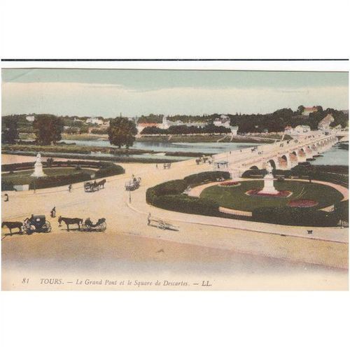 Le Grand Pont Et Le Square De Descartes Tours France Postcard (F3910) LL Card 81