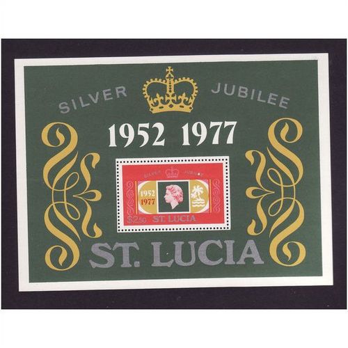 ST LUCIA 1977 SILVER JUBILEE $2.50 MIN SHEET U/M MINT