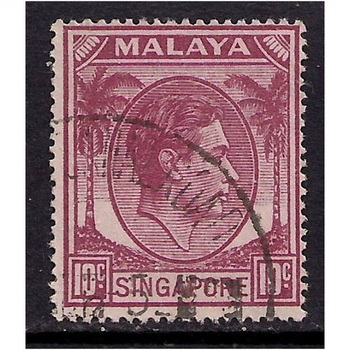 Singapore 1950 KGV1 10 ct Purple used stamp SG 22 ( G460 )