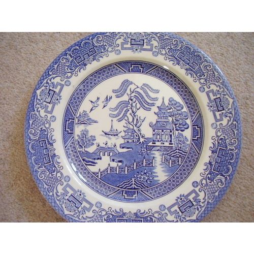 Ironstone England blue and white porcelain plate-dish,set of 4 pieces,Willow