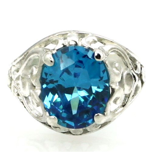 Swiss Blue Topaz, 925 Sterling Silver Ring, SR004