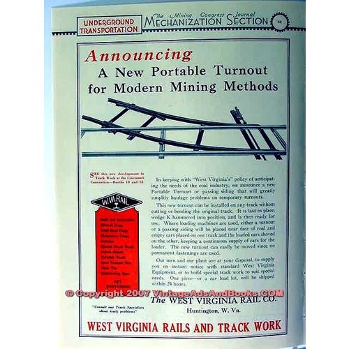 WEST VIRGINIA RAIL COMPANY 1928 coal mining track cars vintage ad