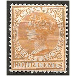 Ceylon 1899 SG258 4c Yellow Mounted Mint . .. .