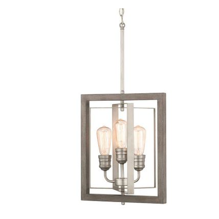 H D Palermo Grove 14 in. 3-Light Antique Nickel Farmhouse Pendant