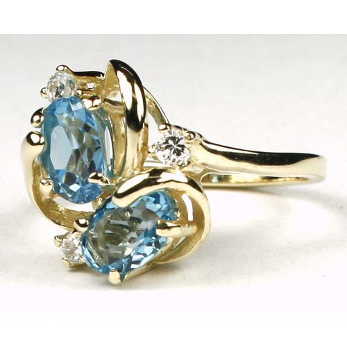 Swiss Blue Topaz, 10KY Gold Ring, R016