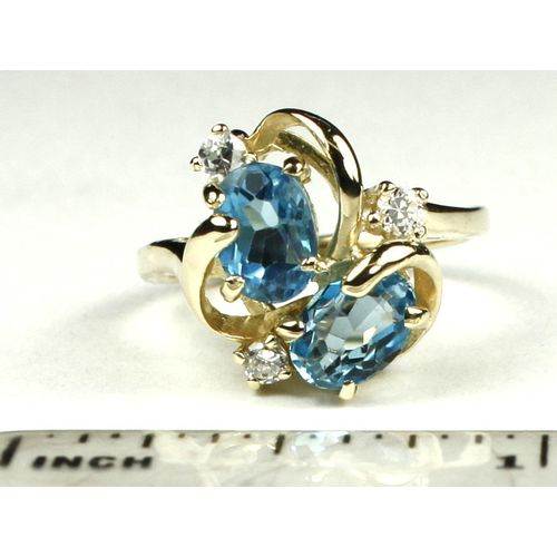 Swiss Blue Topaz, 10KY Gold Ring, R016