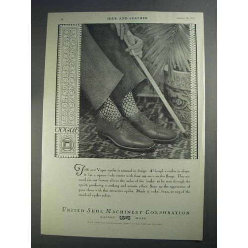 1927 United Shoe Machinery Ad - Vogue Eyelet
