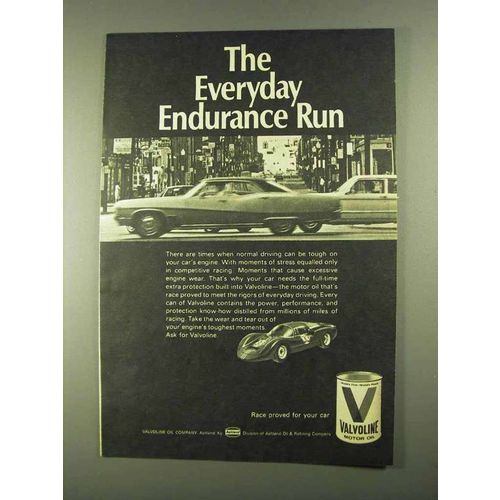 1968 Valvoline Motor Oil Ad - Everyday Endurance Run