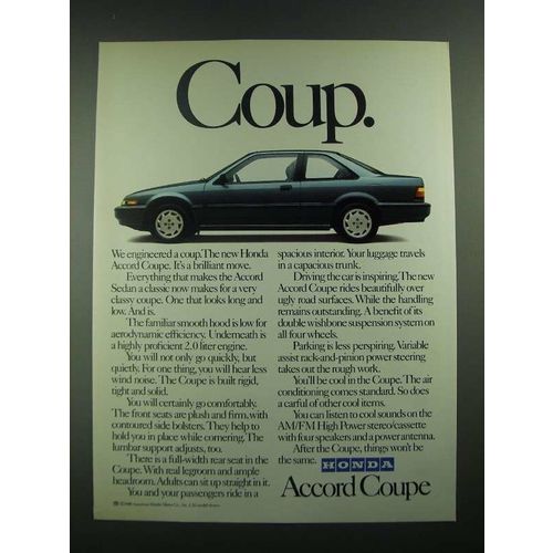 1988 Honda Accord Coupe Ad - Coup