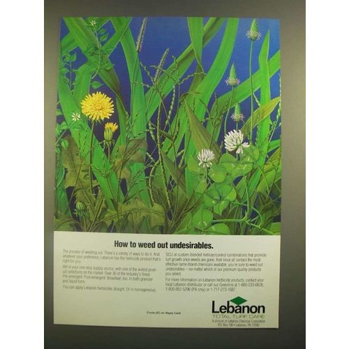 1988 Lebanon Herbicide Products Ad - How to Weed Out Undesirables