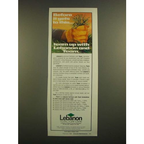 1988 Lebanon Team fertilizers Ad - Before it Gets to This