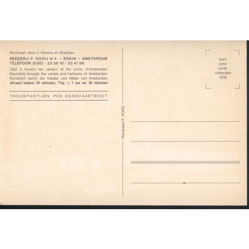 Netherlands Postcard - Rondvaart door IJ-Havens en Grachten