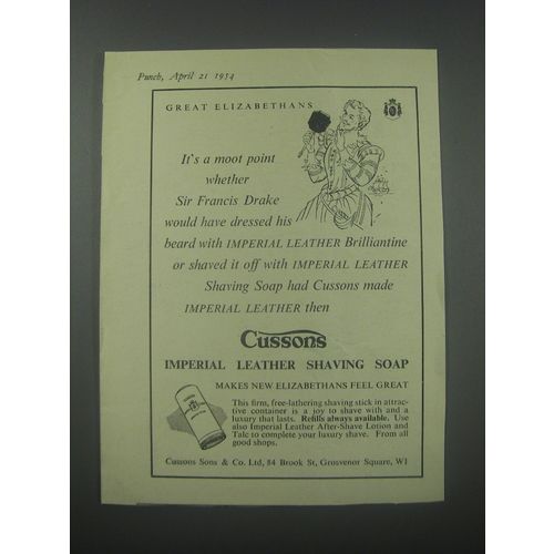 1954 Cussons Imperial Leather Shaving Soap Ad - Great Elizabethans