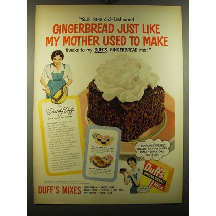 1950 Duff's Ginger Bread Mix Ad - You'll bake old-fashioned Gingerbread