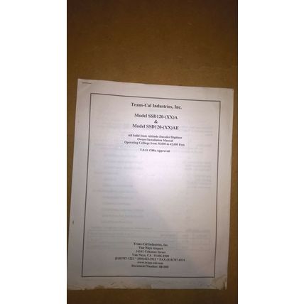 Trans-cal SSd120-XXA/XXAE Altitude encoder Operation installation manual guide