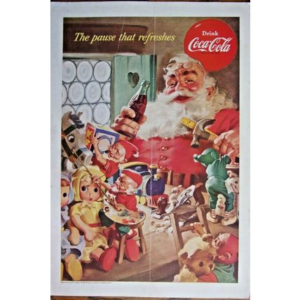 Coca-Cola magazine ad-Santa and Elves-1953
