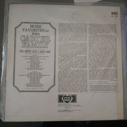 The Carter Family ‎– More Favorites By The Carter Family (AH112) 1966 (LP)