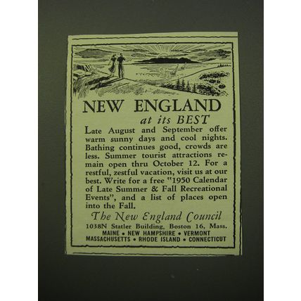 1950 The New England Council Ad - New England at its best