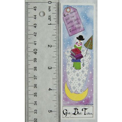 Vintage bookmark - Give Book Tokens - snowman